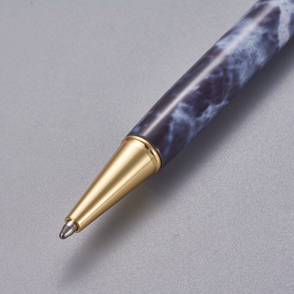 Caneta para decoração de missangas em tubo vazio Azul da Prússia dourado x 1 peça