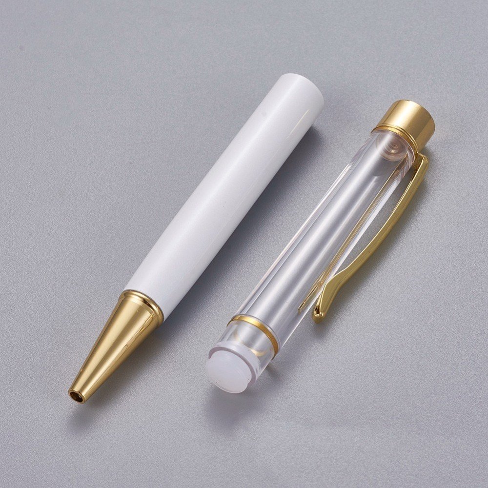 Caneta para decoração de missangas tubo vazio para personalizar ouro branco x 1 peça