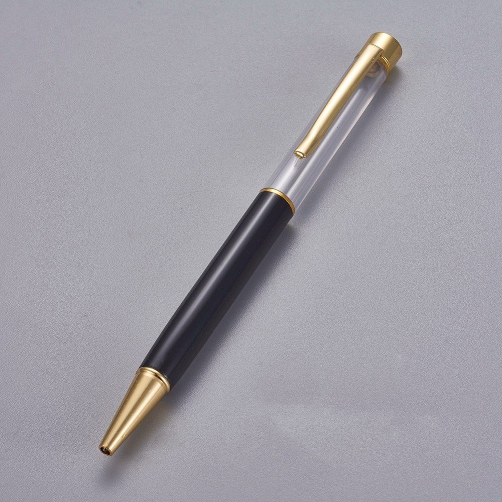 Caneta para decoração de missangas tubo vazio para personalizar preto dourado x 1 peça