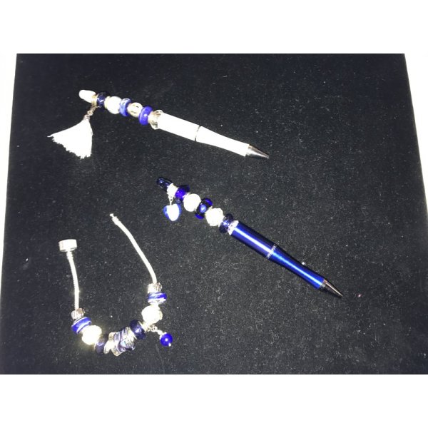 Caneta decorativa com conta azul Azure para personalização x 1 peça