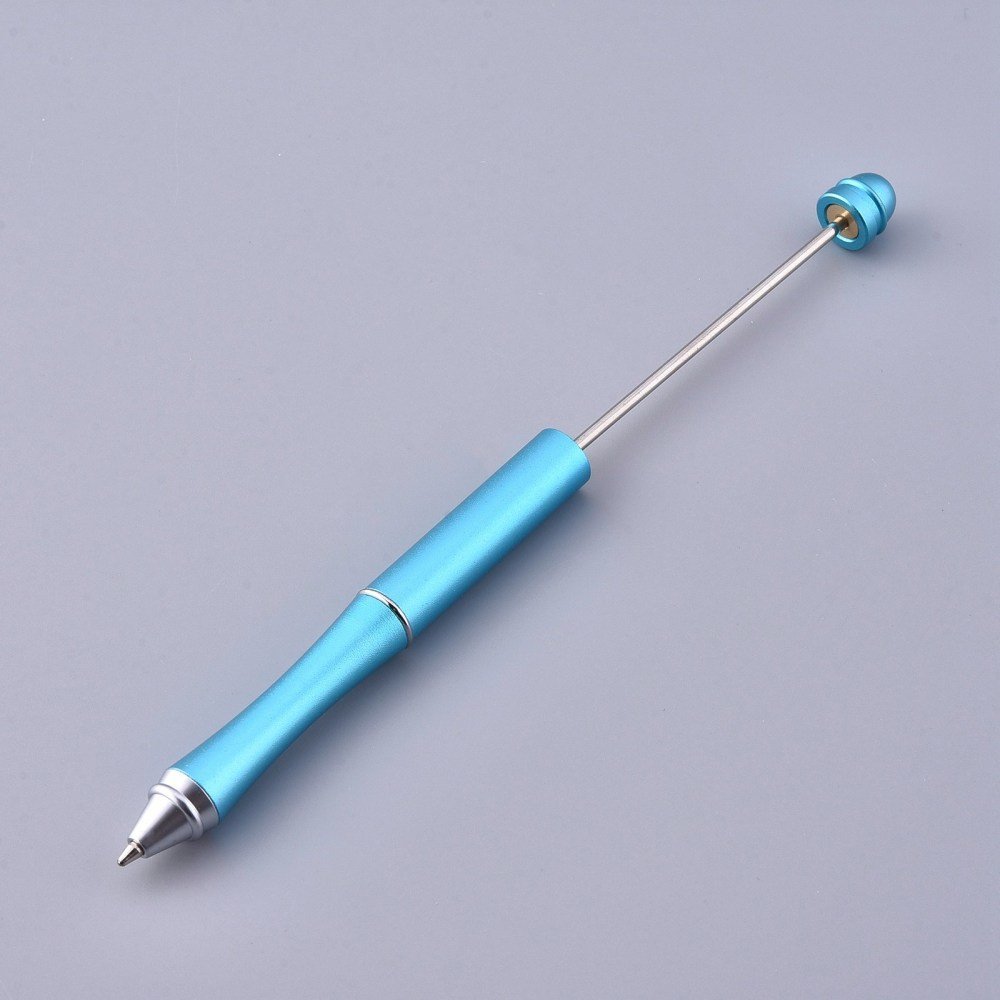 Caneta para decoração com contas de metal azul N°02