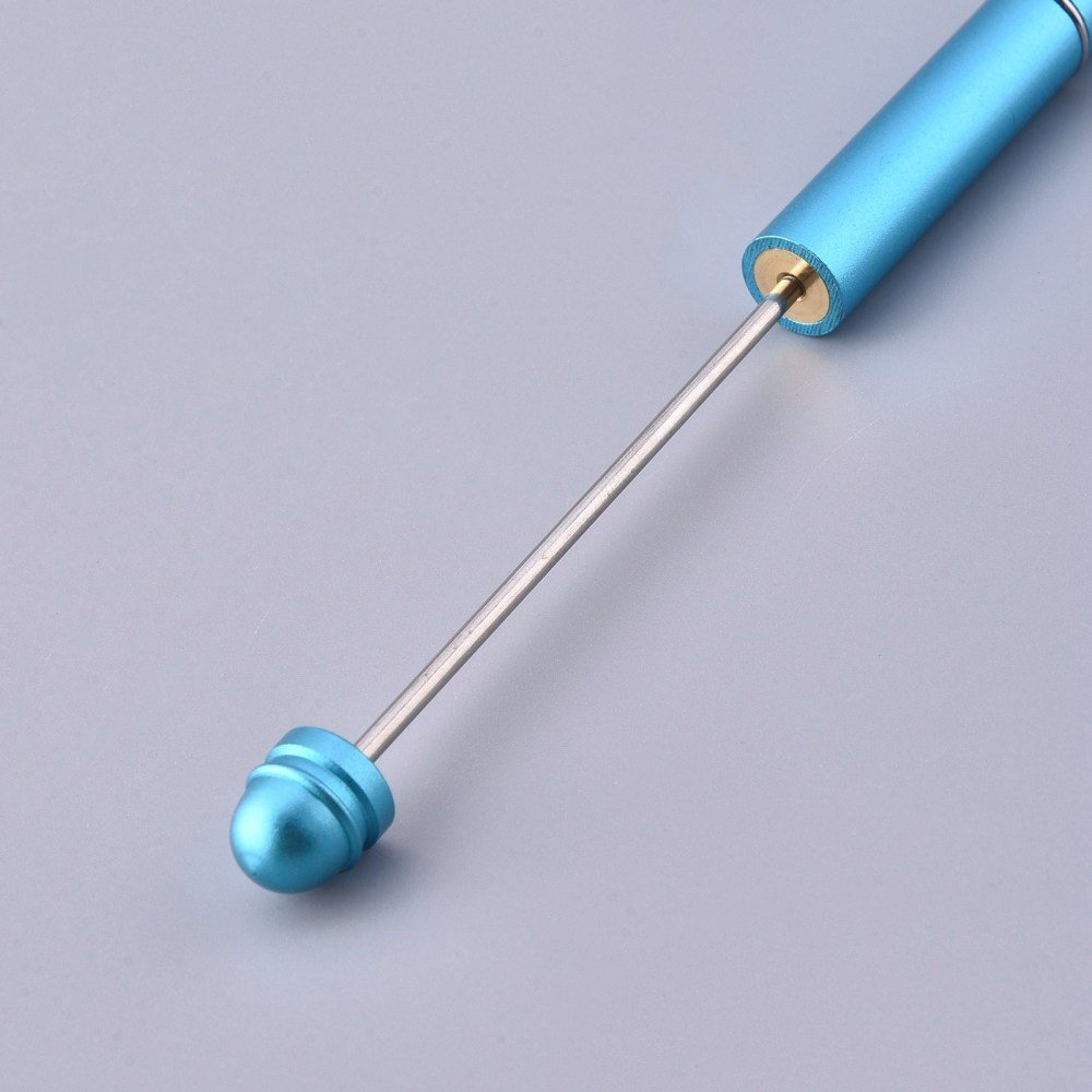 Caneta para decoração com contas de metal azul N°02