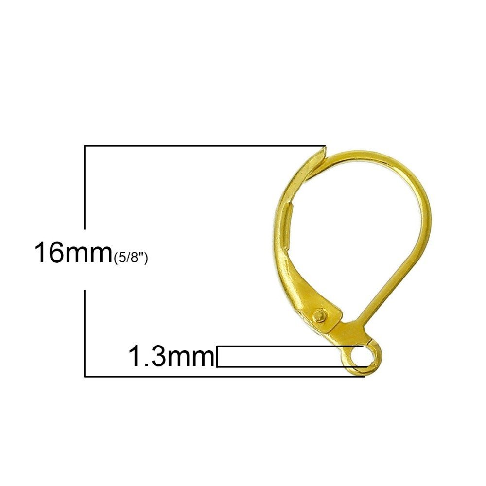 Suporte para brincos Dormeuse N°17 banhado a ouro 18K x 5 pares