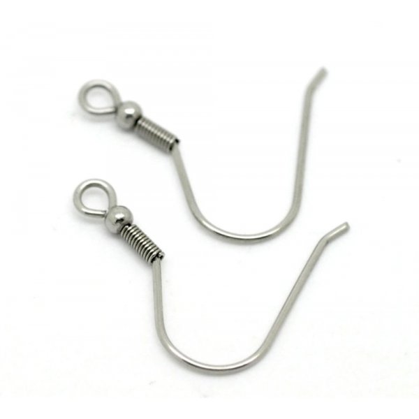 Suporte para brincos Gancho em a&ccedil;o inoxid&aacute;vel N&deg;07 x 5 pares