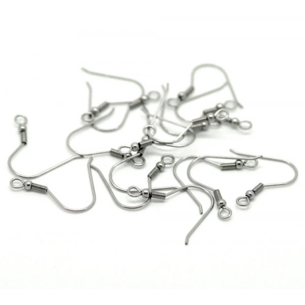 Suporte para brincos Gancho em a&ccedil;o inoxid&aacute;vel N&deg;07 x 5 pares