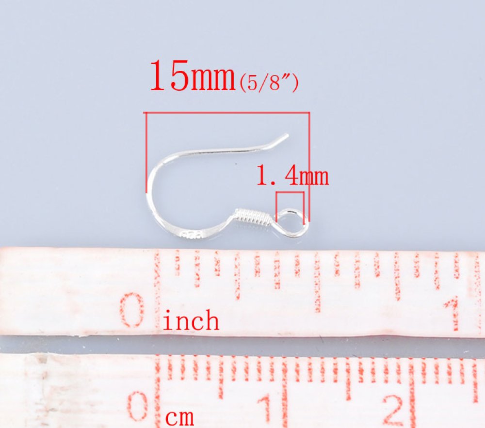 Suporte para brincos de gancho em prata 925 N°02 x 1 par