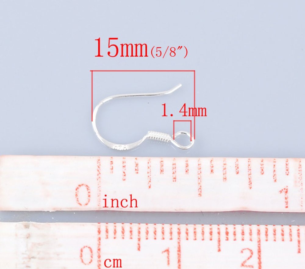 Suporte para brincos de gancho em prata 925 N°02 x 1 par