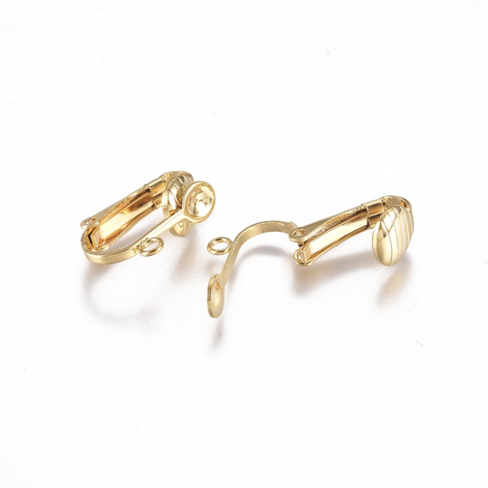 Suporte para brincos Clip de aço inoxidável N°01 x 1 par banhado a ouro