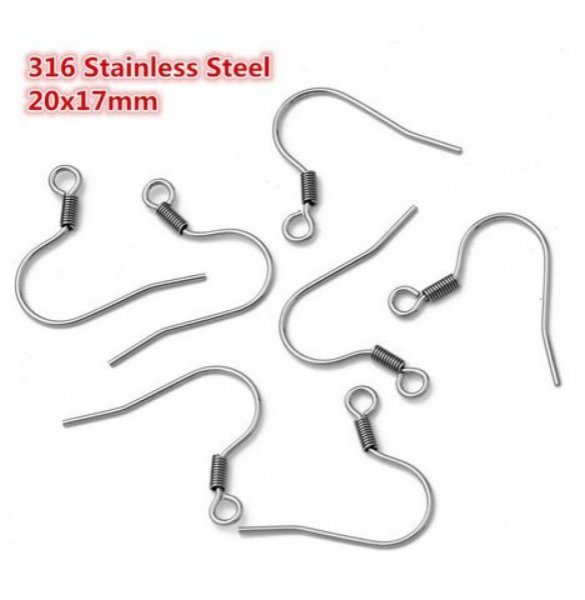 Suporte para brincos Gancho em a&ccedil;o inoxid&aacute;vel N&deg;08 x 5 pares