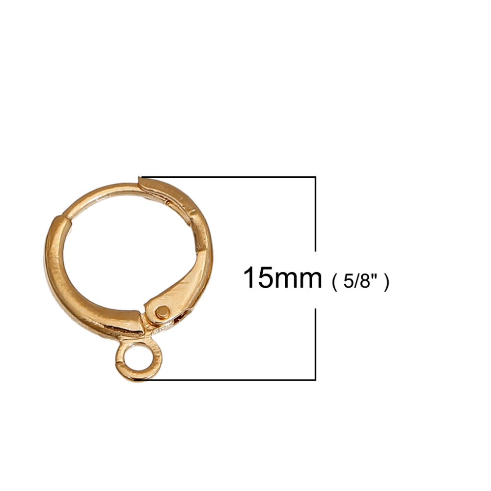Suporte para brincos Dormeuse N°23 banhado a ouro 14k