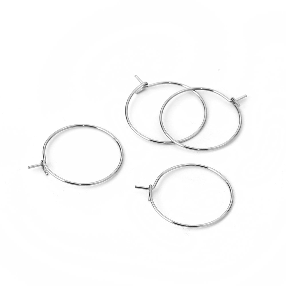 Suporte para brincos crioulo em aço inoxidável prateado N°03-20 mm x 5 pares