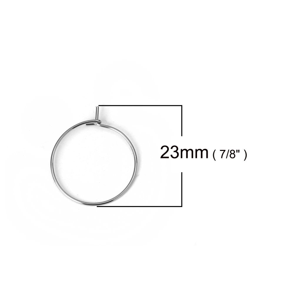 Suporte para brincos crioulo em aço inoxidável prateado N°03-20 mm x 5 pares