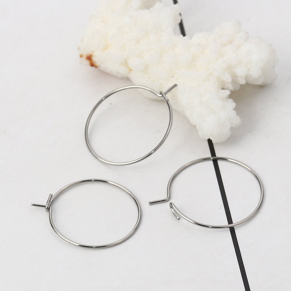 Suporte para brincos crioulo em aço inoxidável prateado N°03-20 mm x 5 pares
