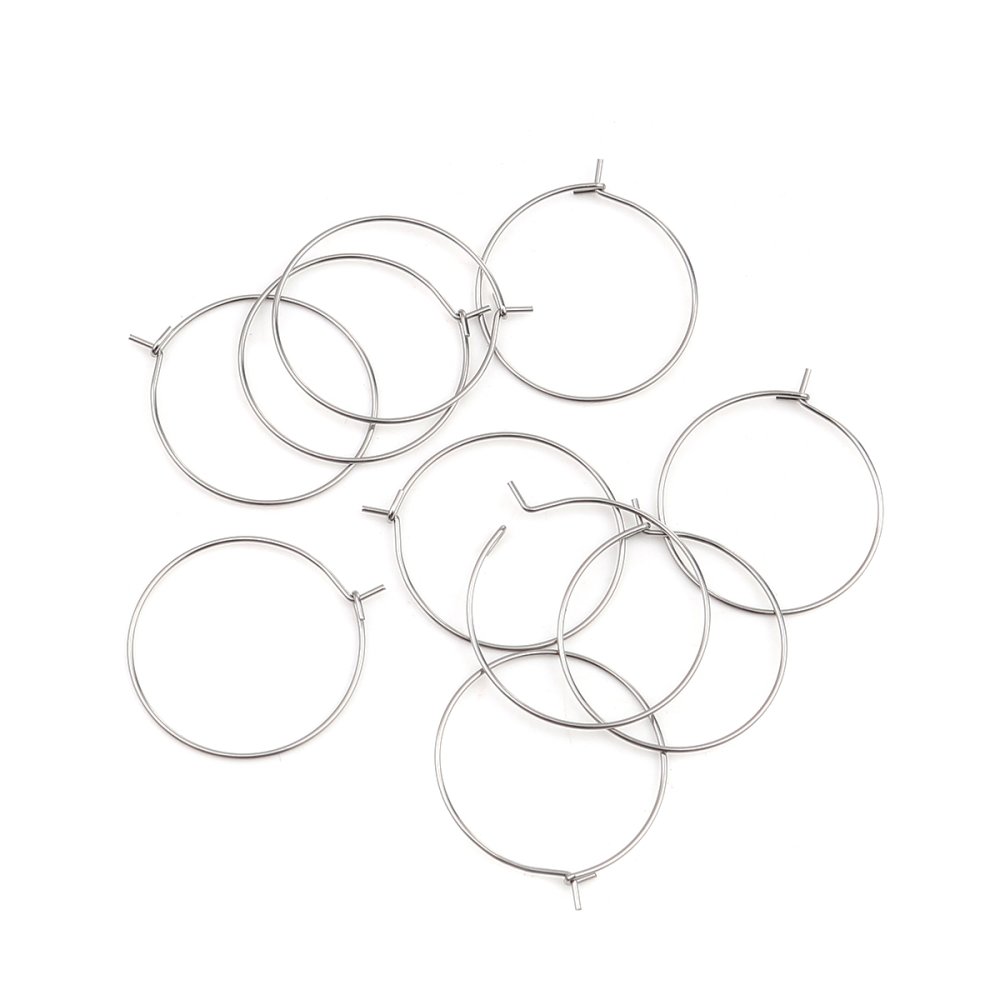 Suporte para brincos crioulo em aço inoxidável prateado N°03-25 mm x 5 pares