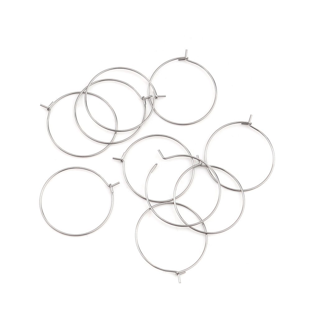 Suporte para brincos crioulo em aço inoxidável prateado N°03-25 mm x 5 pares