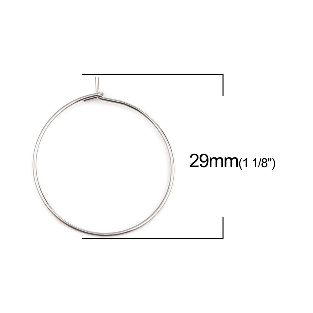 Suporte para brincos crioulo em aço inoxidável prateado N°03-25 mm x 5 pares