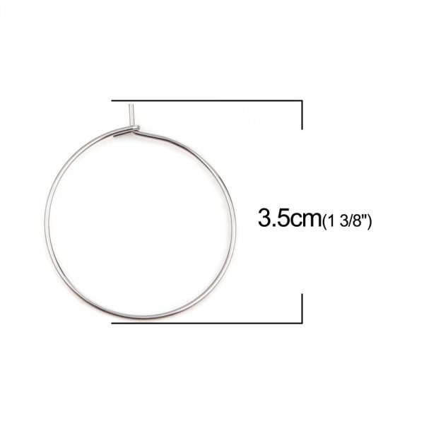 Suporte para brincos crioulo prateado em a&ccedil;o inoxid&aacute;vel N&deg;03-30 mm x 5 pares