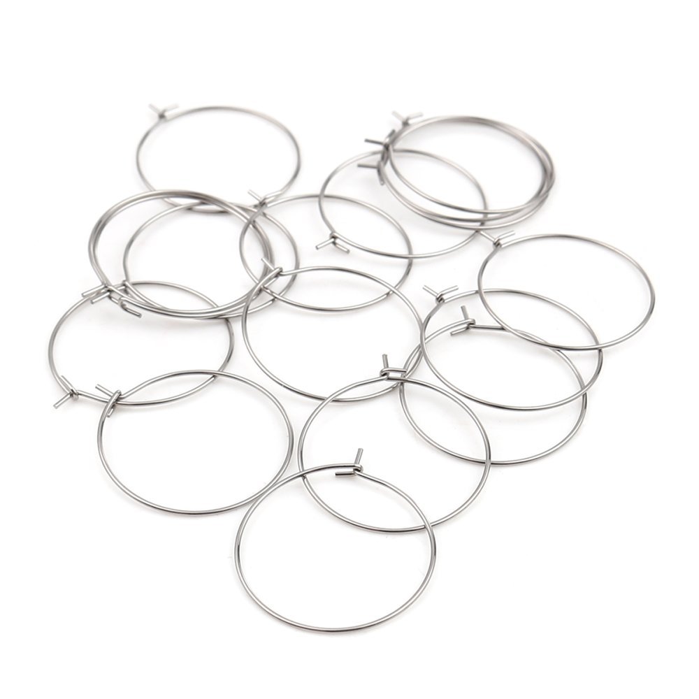 Suporte para brincos crioulo prateado em aço inoxidável N°03-30 mm x 5 pares