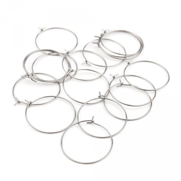 Suporte para brincos crioulo prateado em a&ccedil;o inoxid&aacute;vel N&deg;03-30 mm x 5 pares