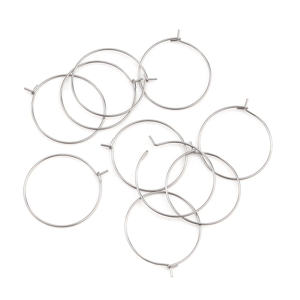 Suporte para brincos crioulo em aço inoxidável prateado N°03-35 mm x 5 pares
