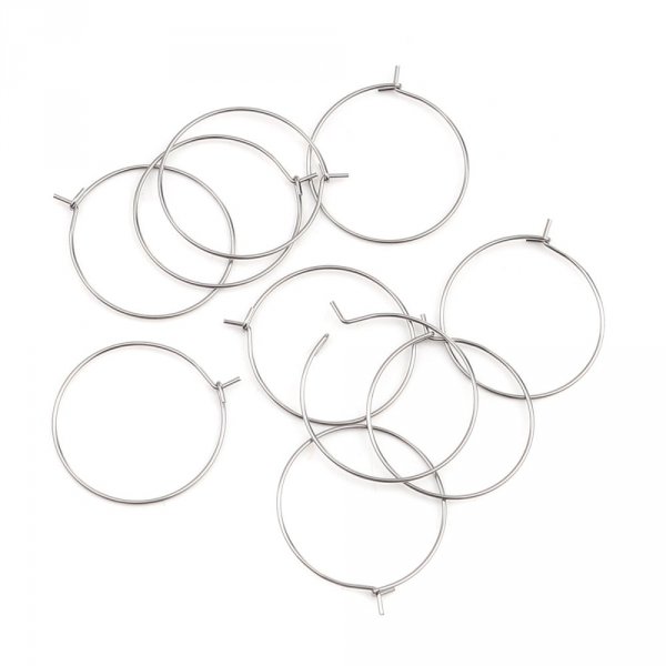 Suporte para brincos crioulo em a&ccedil;o inoxid&aacute;vel prateado N&deg;03-35 mm x 5 pares