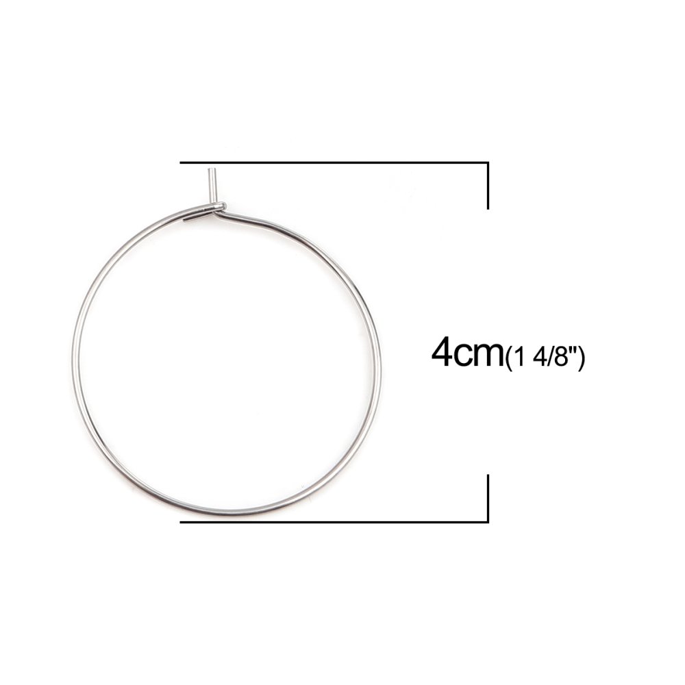 Suporte para brincos crioulo em aço inoxidável prateado N°03-35 mm x 5 pares