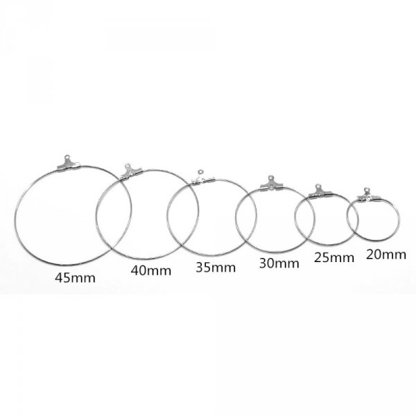 Suporte para brincos crioulo em a&ccedil;o inoxid&aacute;vel N&deg;02-30 mm x 1 par