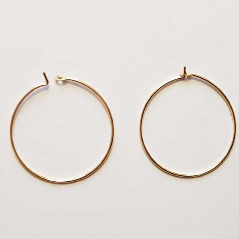 Suporte para brincos crioulo folheado a ouro 18K N°01-25 mm x 1 par