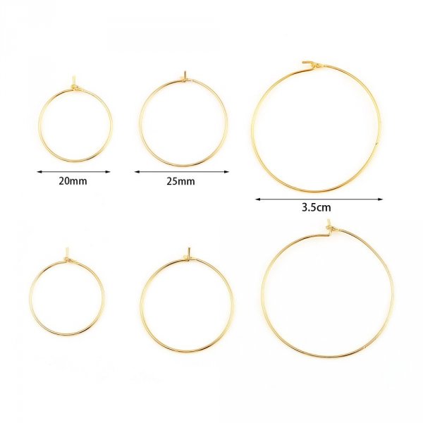 Suporte para brincos crioulo folheado a ouro 18K N&deg;01-25 mm x 1 par
