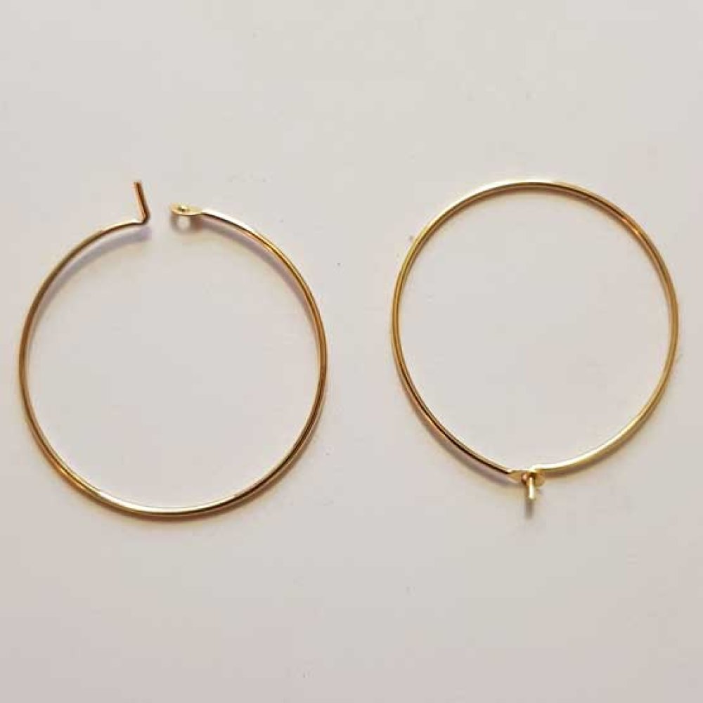 Suporte para brincos crioulo folheado a ouro 18K N°01-25 mm x 1 par