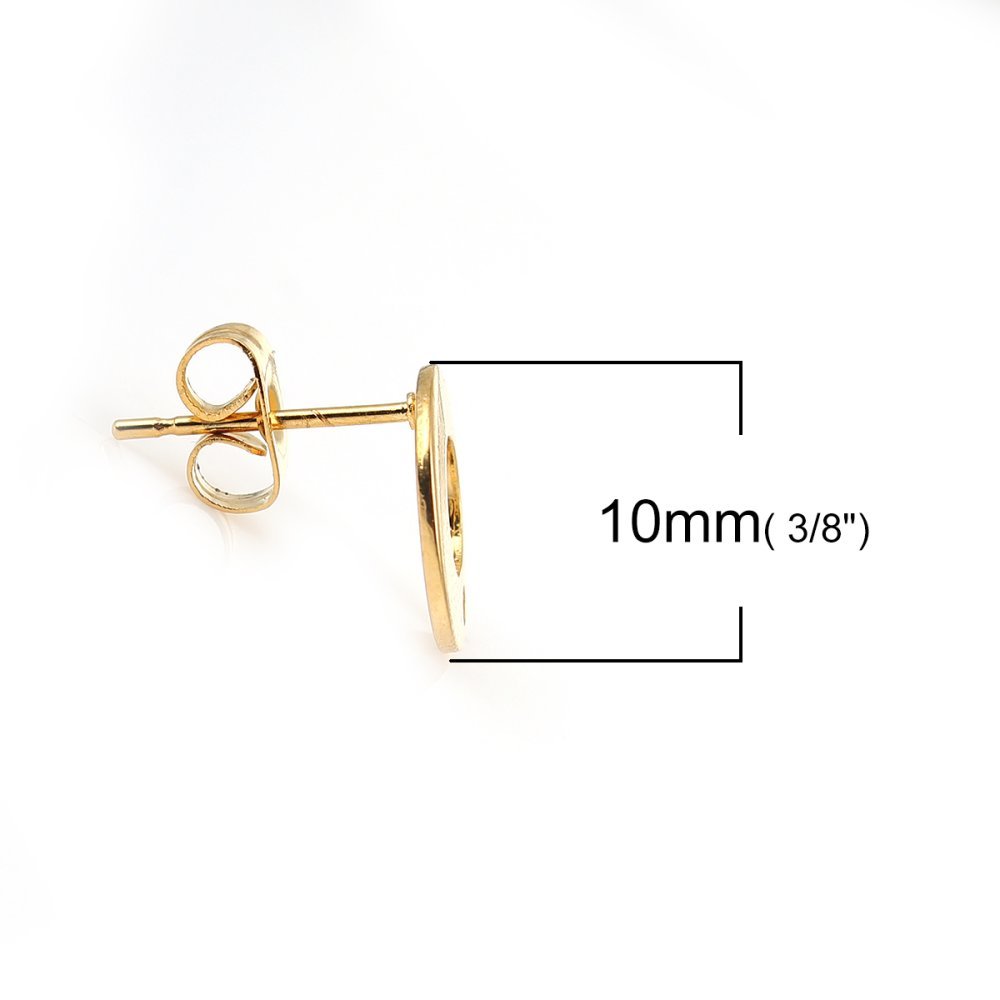 Suporte para brincos 10 mm chip redondo em aço inoxidável N°04 Ouro