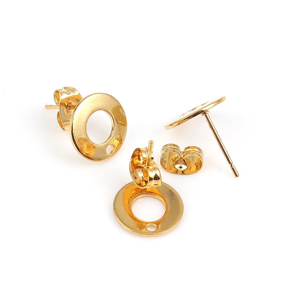 Suporte para brincos 10 mm chip redondo em aço inoxidável N°04 Ouro
