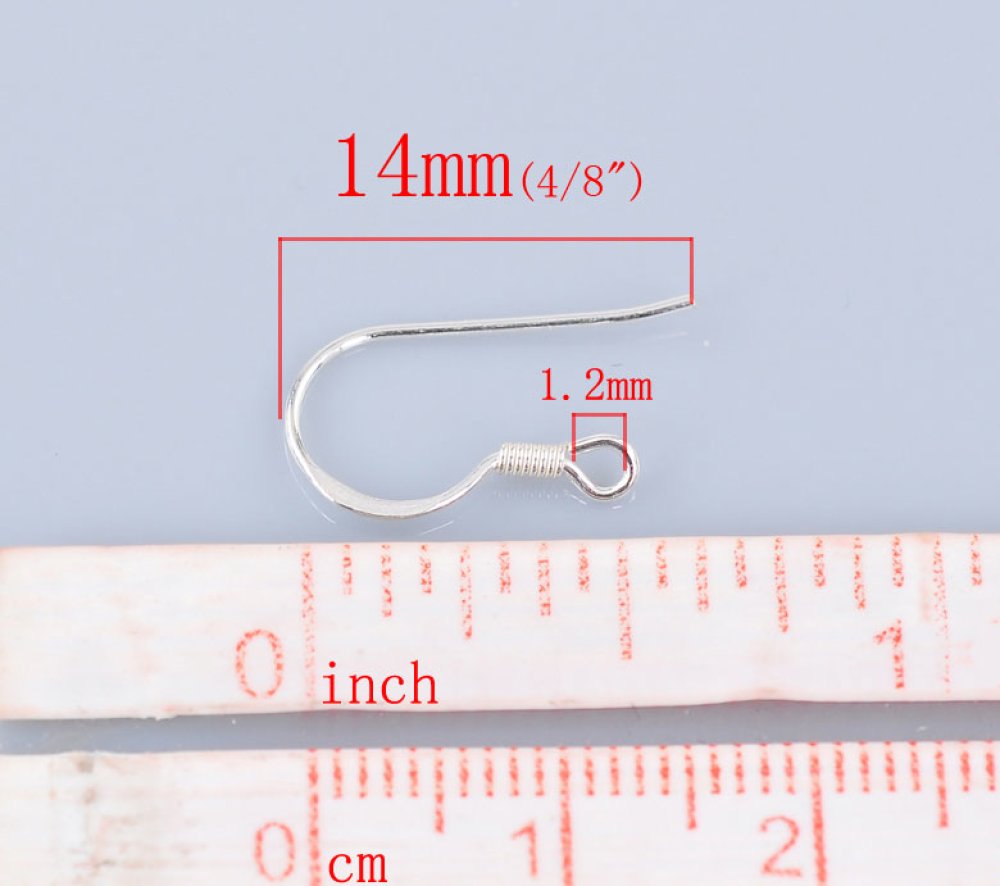 Suporte para brincos de gancho em prata 925 N°08 x 1 par
