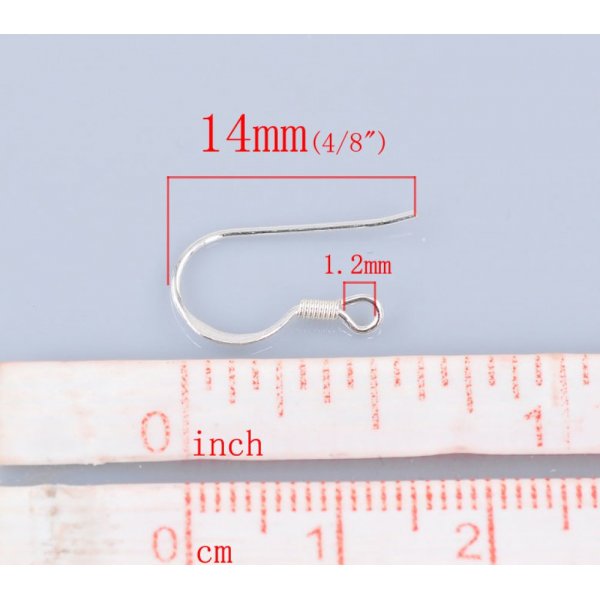 Suporte para brincos de gancho em prata 925 N&deg;08 x 1 par
