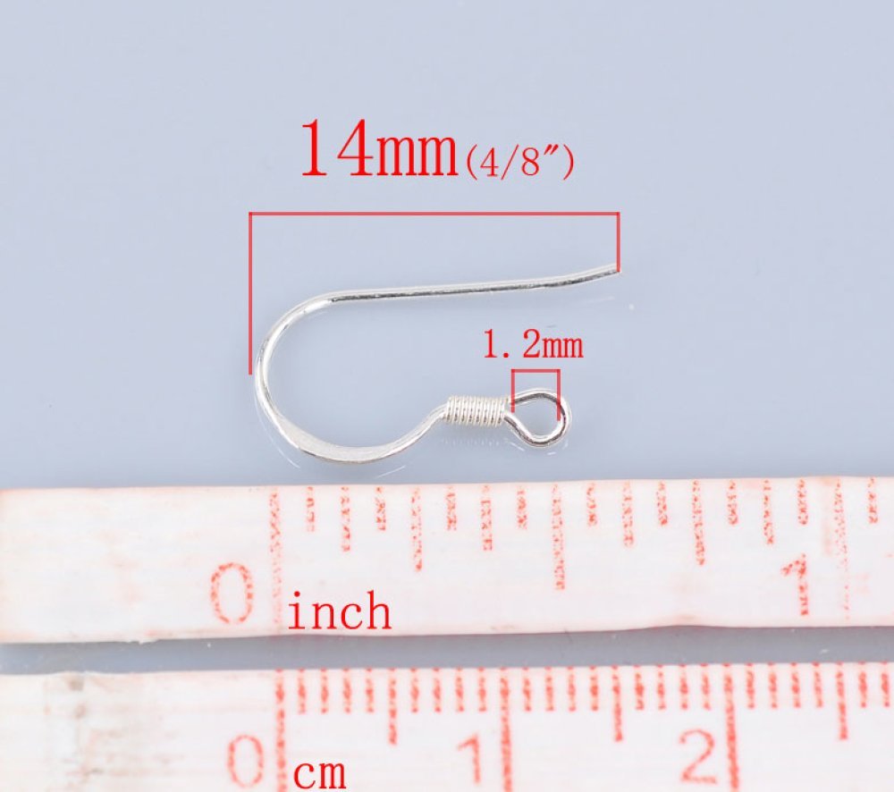 Suporte para brincos de gancho em prata 925 N°08 x 1 par