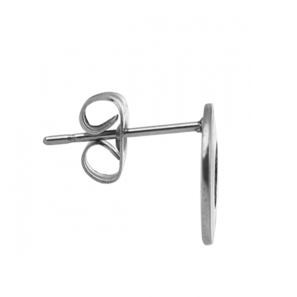 Suporte para brincos 10 mm aço inoxidável chip redondo N°04 Prata