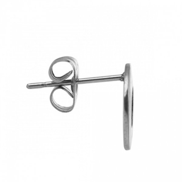 Suporte para brincos 10 mm a&ccedil;o inoxid&aacute;vel chip redondo N&deg;04 Prata