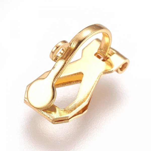 Suporte para brincos Clip de a&ccedil;o inoxid&aacute;vel N&deg;05 x 1 par banhado a ouro