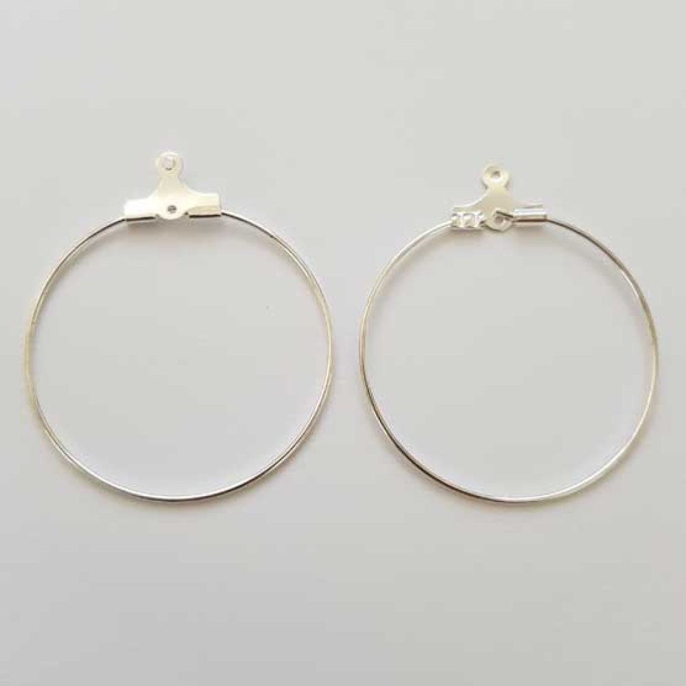 Support Boucle d'oreille Créole Métal Argenté 35 mm x 1 paire