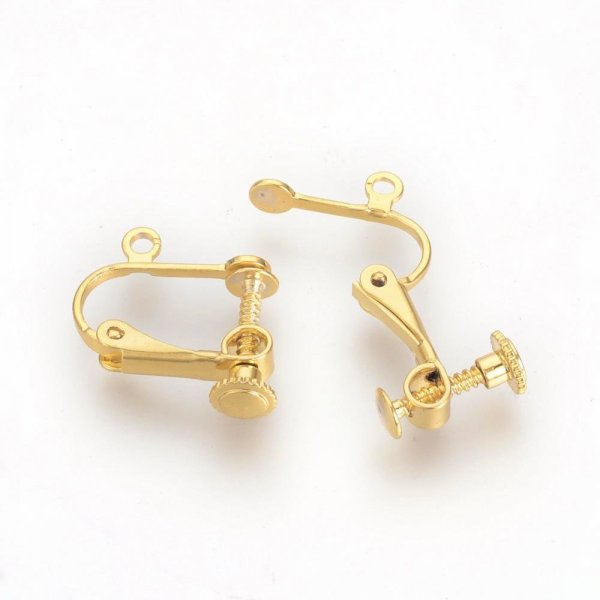 Support Boucle d'oreille Clip r&eacute;glable &agrave; vis dor&eacute; 15 x 17 mm x 1 paire