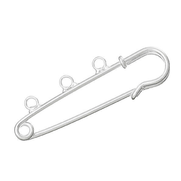 Porta-broches prateado 3 argolas 50x15 mm N°002-par1 