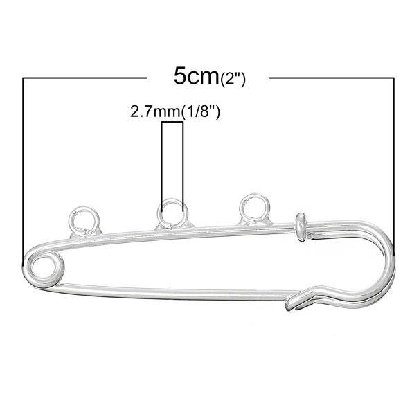 Porta-broches prateado 3 argolas 50x15 mm N°002-par1 