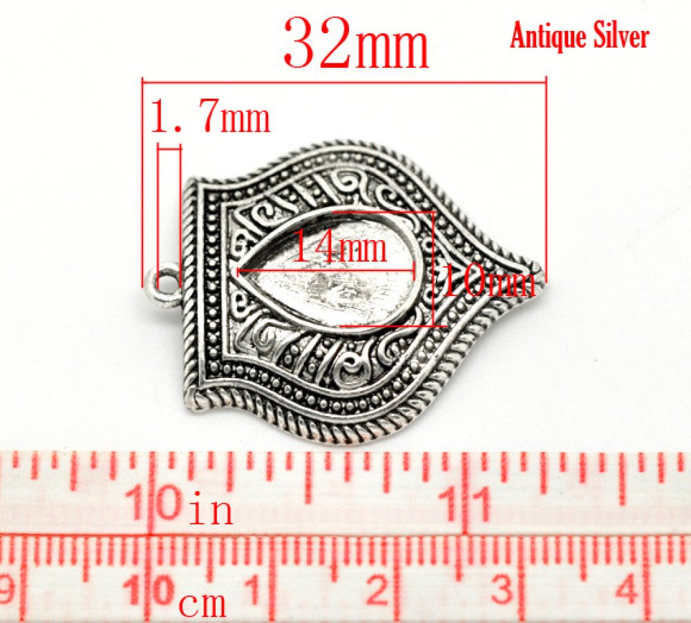 Suporte para gotas de cabochão N°01 Prata envelhecida