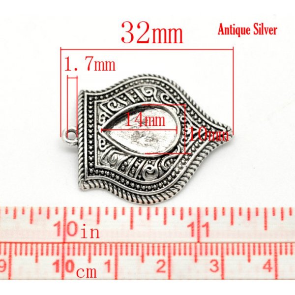 Suporte para gotas de caboch&atilde;o N&deg;01 Prata envelhecida