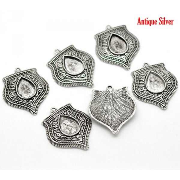 Suporte para gotas de caboch&atilde;o N&deg;01 Prata envelhecida