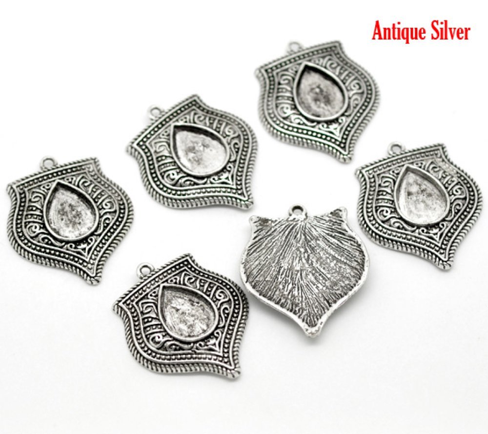Suporte para gotas de cabochão N°01 Prata envelhecida