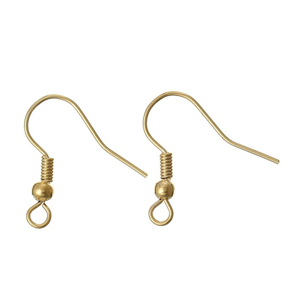 Suporte para brincos N°24 gancho banhado a ouro 18 K x 2 pares