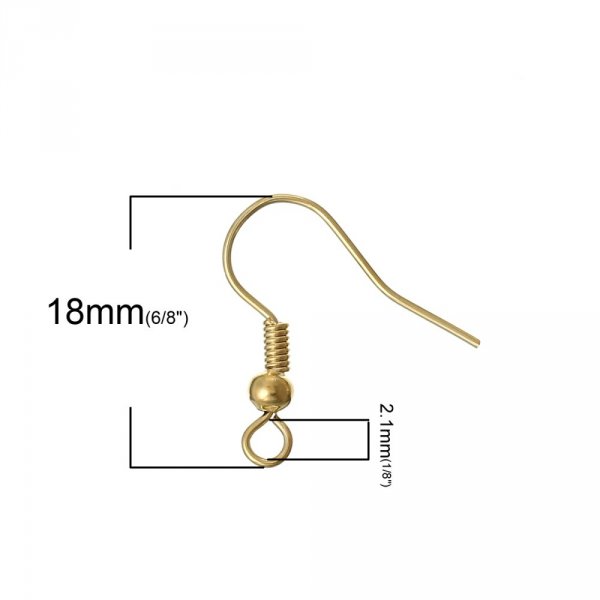 Suporte para brincos N&deg;24 gancho banhado a ouro 18 K x 2 pares