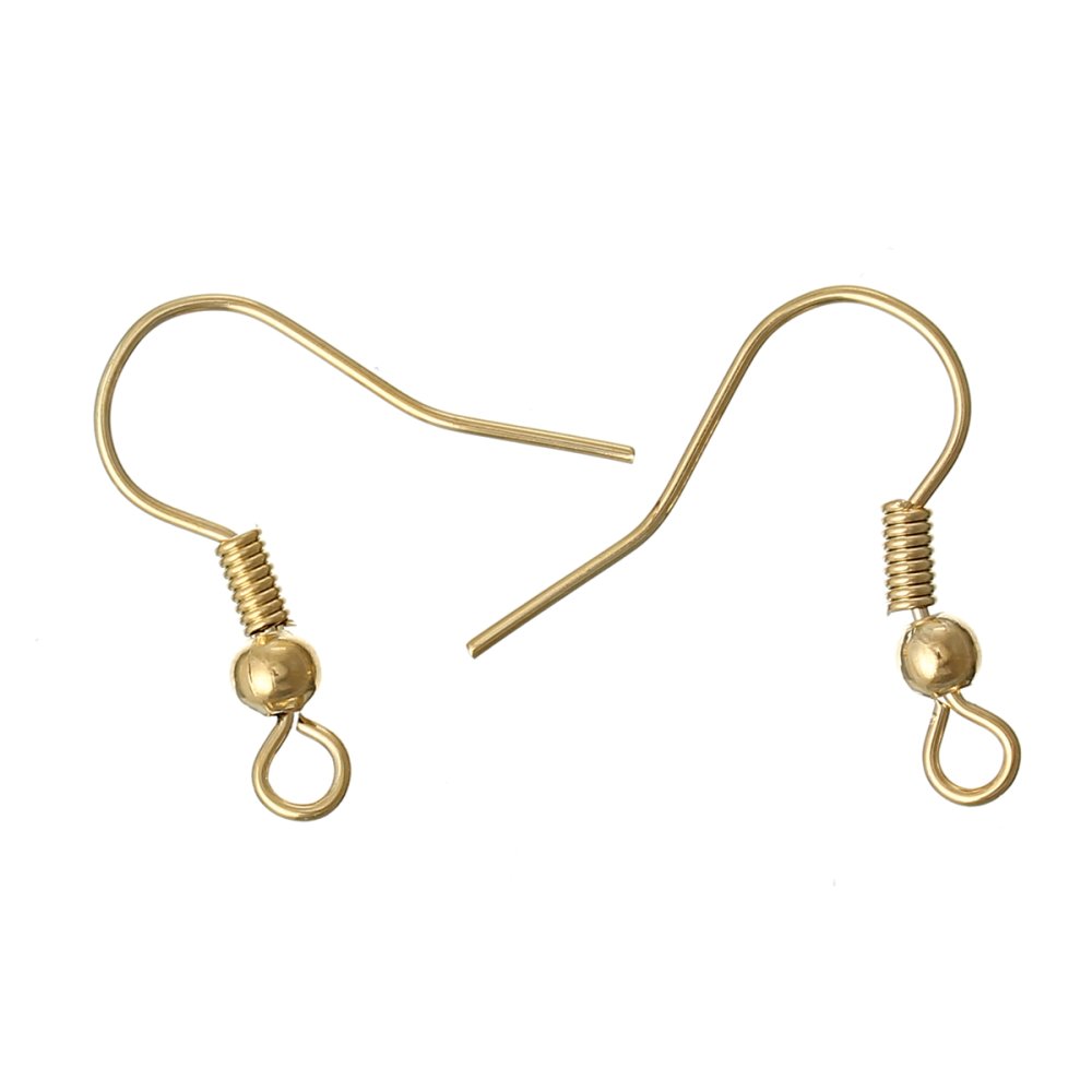 Suporte para brincos N°24 gancho banhado a ouro 18 K x 2 pares