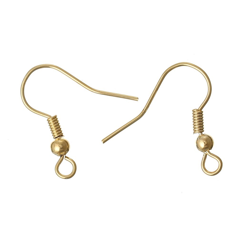 Suporte para brincos N°24 gancho banhado a ouro 18 K x 2 pares